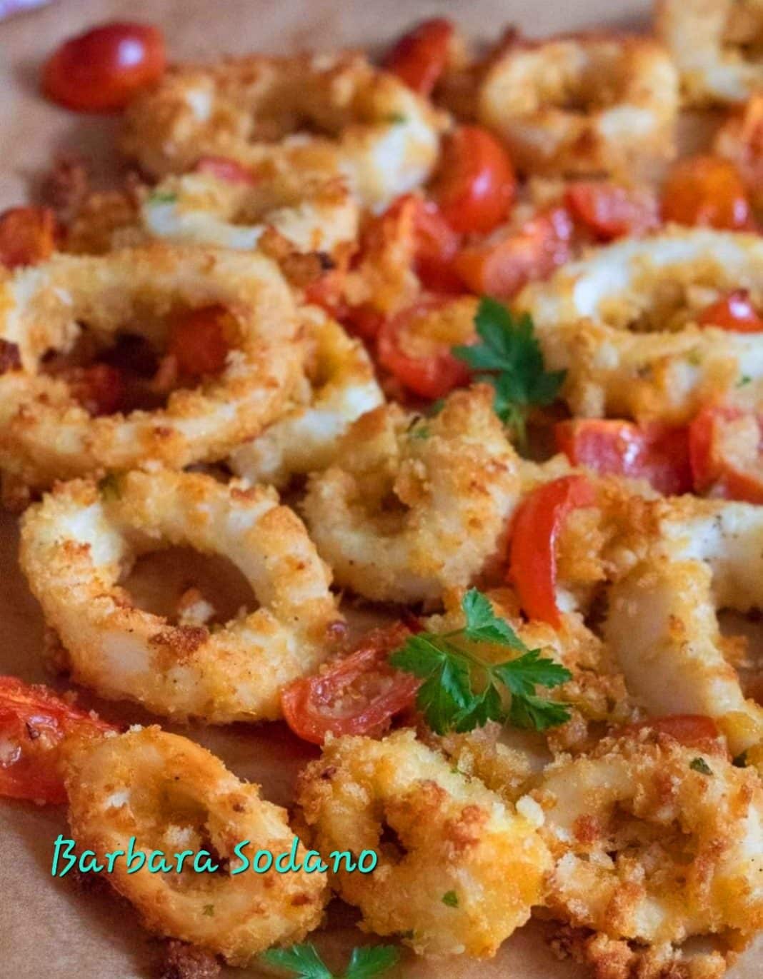 Calamari Gratinati In Friggitrice Ad Aria Aggiungi I Pomodorini Vedrai Che Delizia Ricette